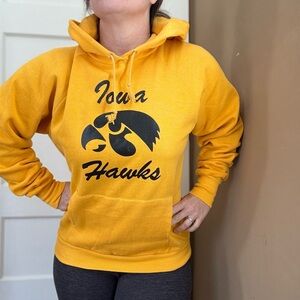 Vintage 70s 80s Healthknit Iowa Hawks Yellow Raglan  Hoodie